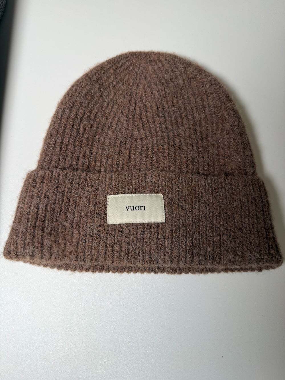 Vuori Label Beanie Hat One Size Unisex Brown Outdoor Hiking Camping Gorpcore